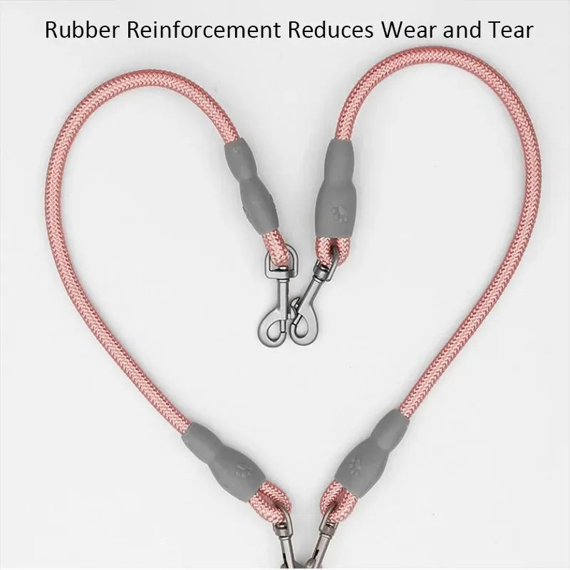 Double dog leash for two small medium dogs with foam handle and metal buckles