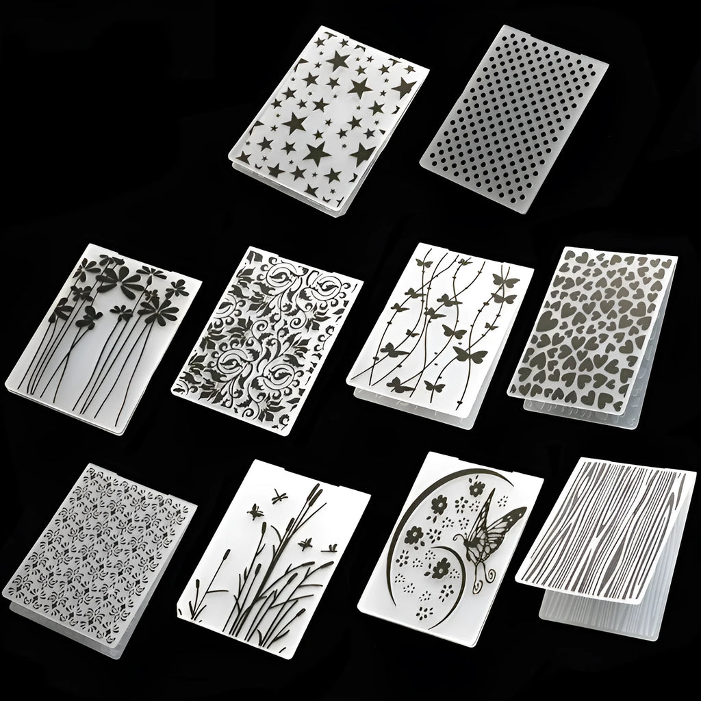 Plastic cake decorative mould showing windmill, flower, and star designs with dimensions 14.5 by 10.5 cm
