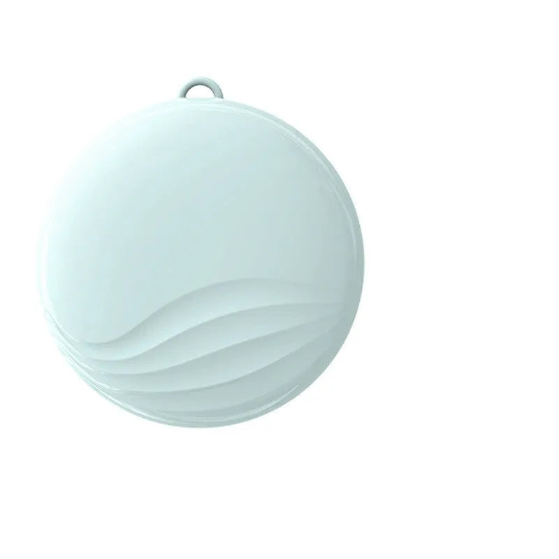Portable necklace air purifier with sterilisation function in blue colour on a desk