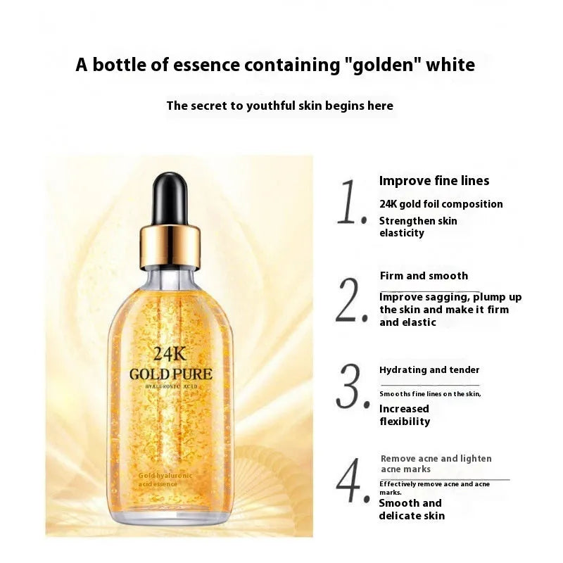 24K gold nicotinamide hyaluronic acid facial essence liquid with ginseng for skincare