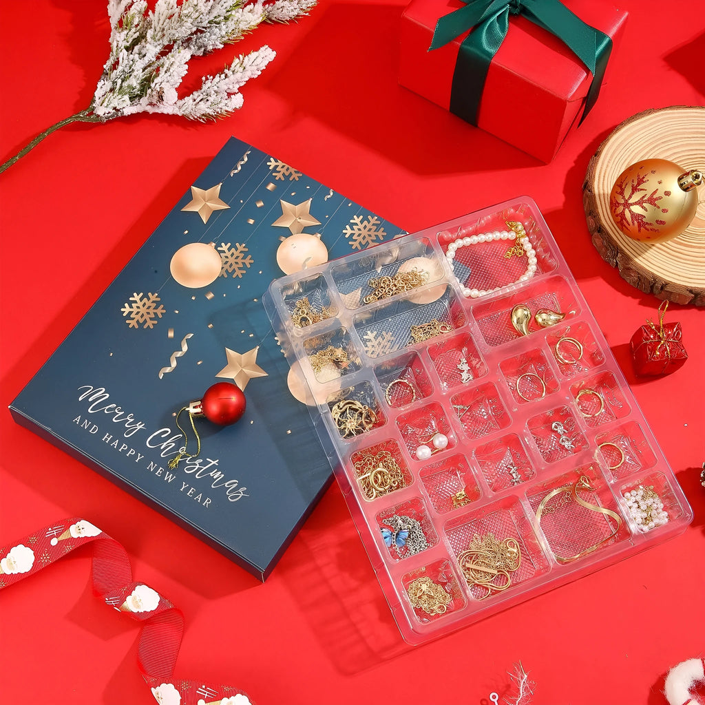 Christmas advent calendar jewellery gift set with alloy earrings necklace and bracelet in gift box for women
