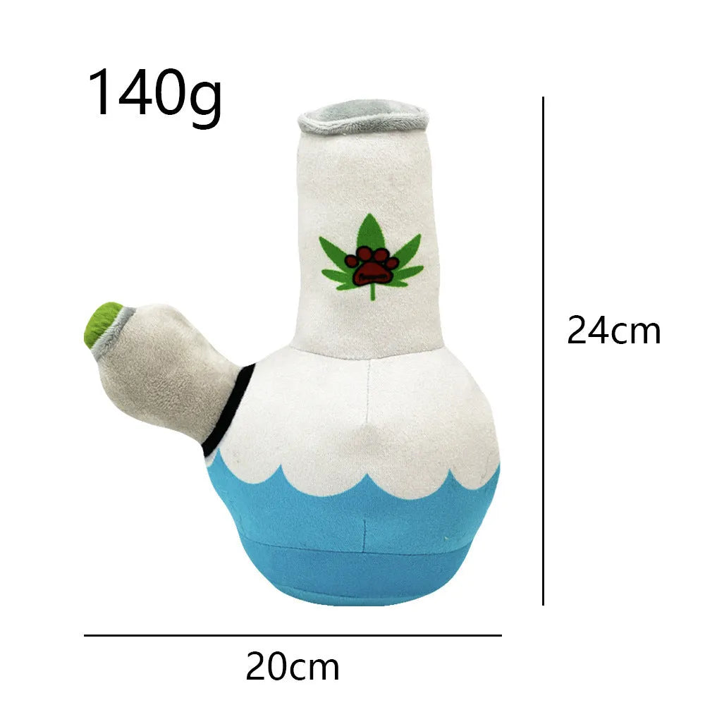 24cm kettle-themed dog plush toy with squeaker in multiple picture patterns