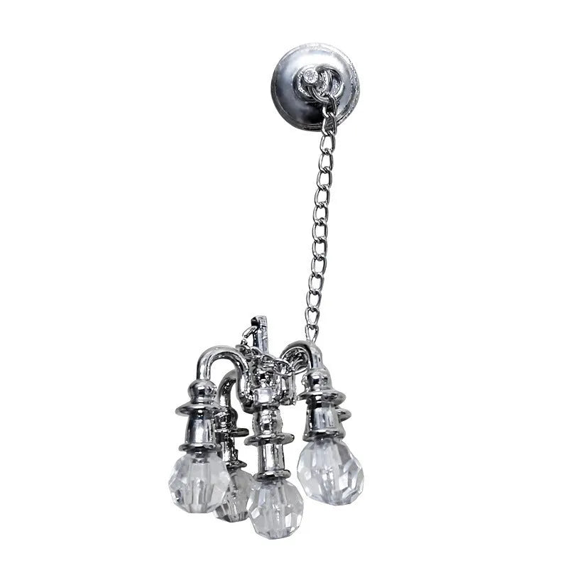 Mini metal retro ceiling light photo prop decoration in gold and silver, 5cm by 2cm.