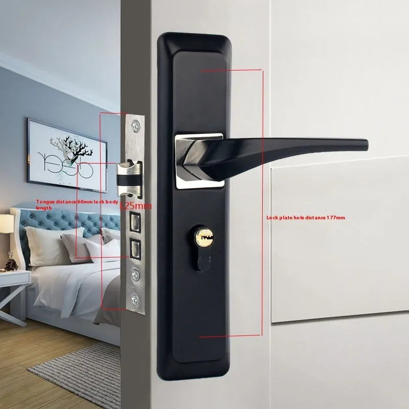 Aluminium alloy split magnetic door lock handle for timber doors in black and silver finish.