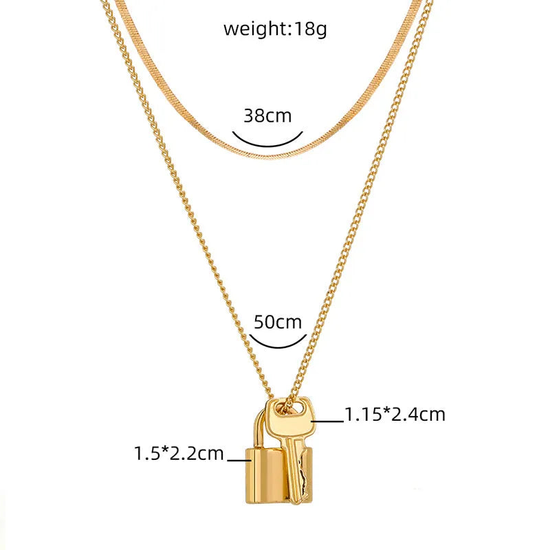 Multi-layer lock pendant necklace, zinc alloy electroplated finish, Europe and America style woman jewellery