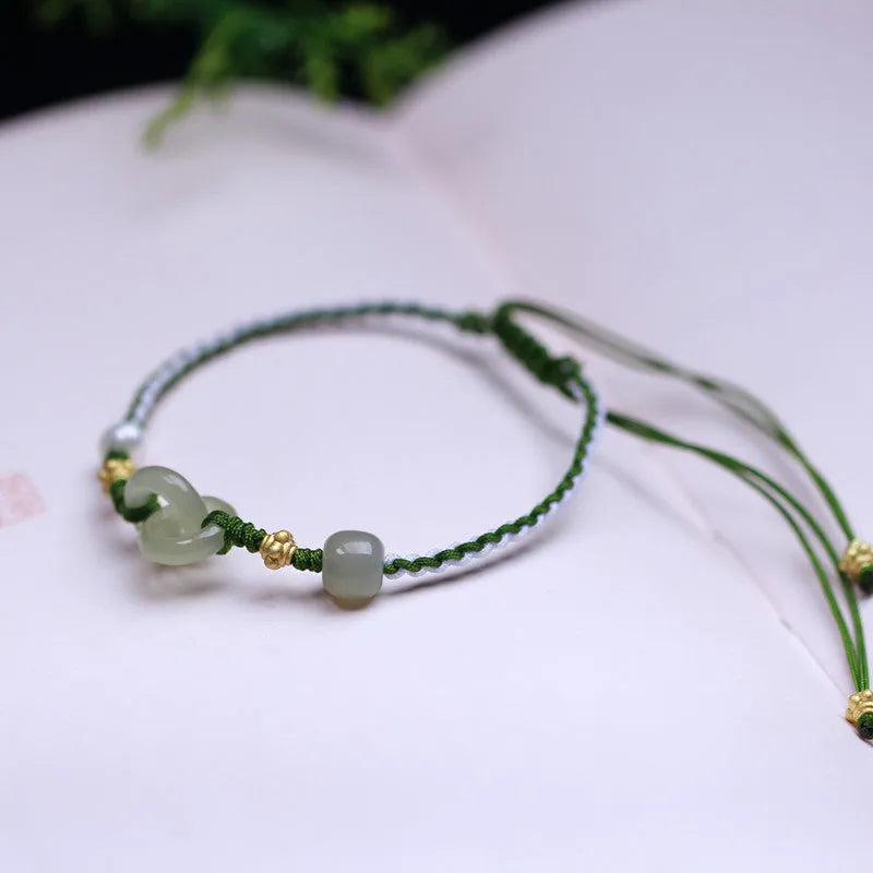 DIY woven bracelet with Hetian jade pendants and flexible wire for custom watch bands