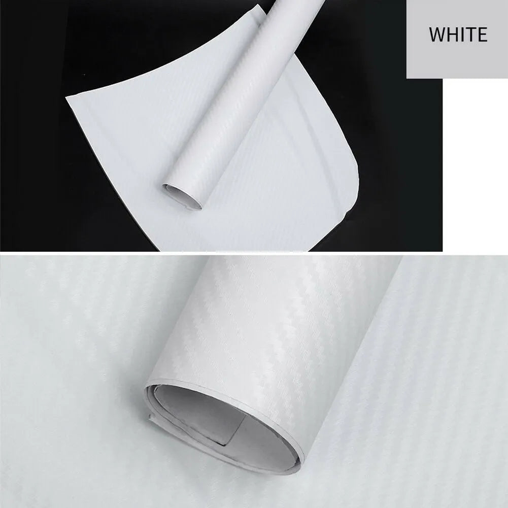 Roll of carbon fibre sticker for car decoration in various colours showing 3D texture