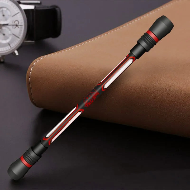 Frosted silica gel anti-slip spinning pen showing grip detail and 0.35mm fine needle tube tip