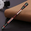 Frosted silica gel anti-slip spinning pen showing grip detail and 0.35mm fine needle tube tip