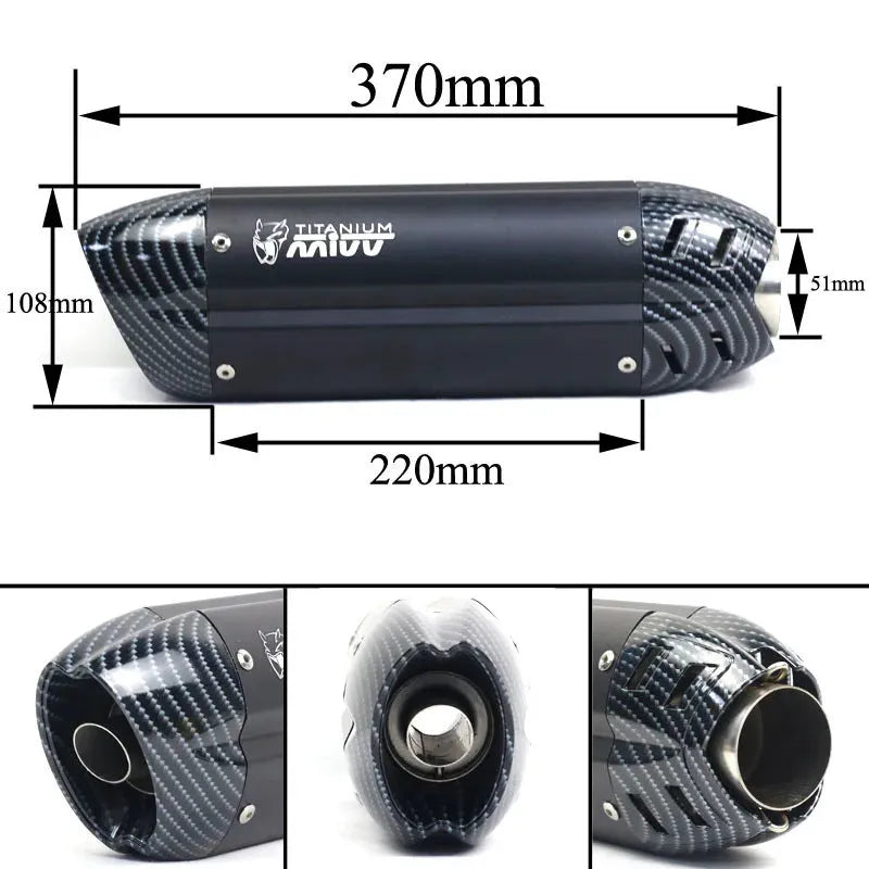 Stainless steel modified small hexagonal motorcycle exhaust pipe with muffler, 51mm calibre.