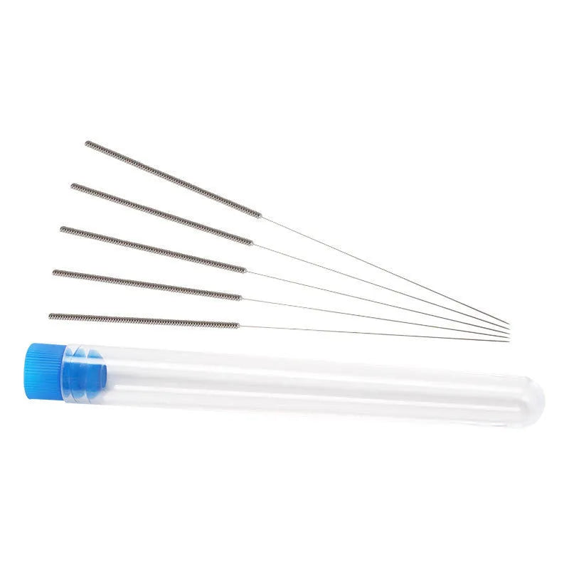 Ten metal cleaning needles for 3D printer nozzles in sizes 0.2mm to 0.4mm, presented on a white background.