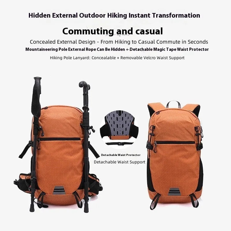 Large capacity nylon travel backpack in plaid pattern for outdoor sports