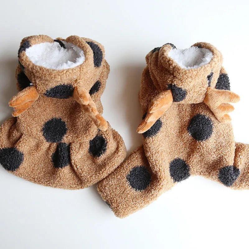 Polka dot elk couple pet clothing for dogs and cats in skirt or four-leg styles