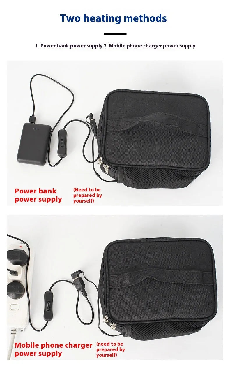 USB heating lunch thermal bag with oxford cloth construction and car power supply option