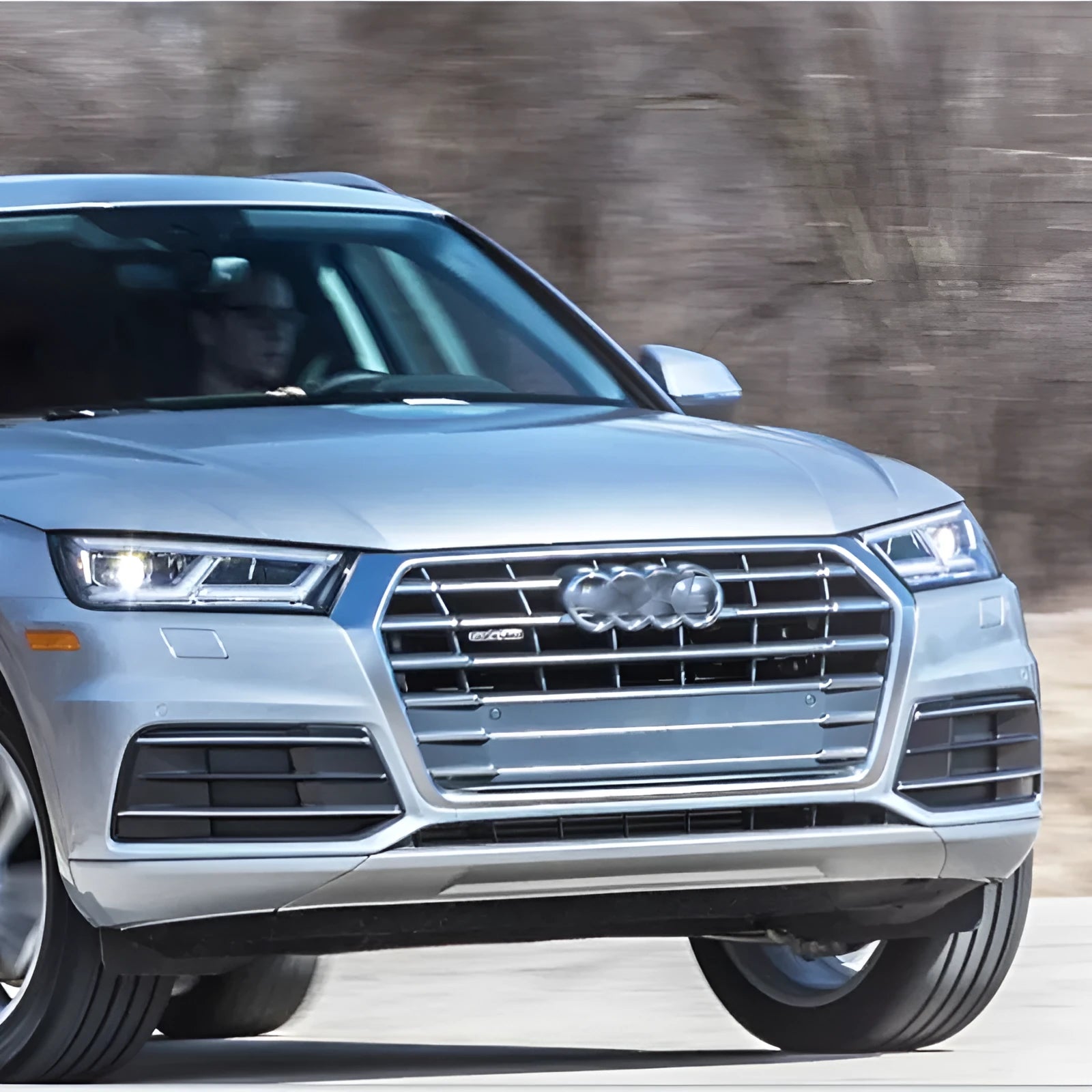 Audi Q5 2018-2022 black ABS plastic front bumper lower grille frame pair, left D154L and right D154R.