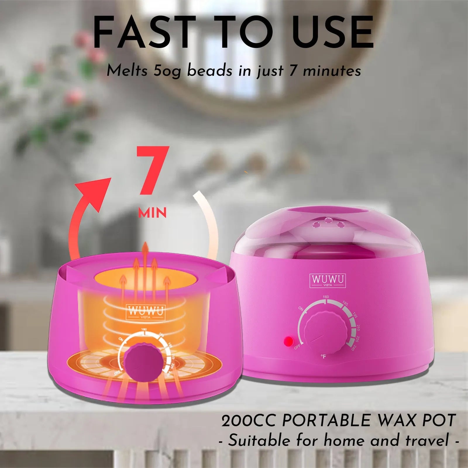 WUWUVISTA 63-piece waxing kit with black wax warmer, wax beads, applicator sticks, and lotion