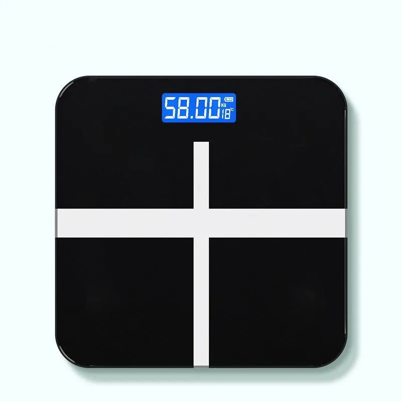 Electronic body scale with cross pattern design in black, rose red, or white colour options