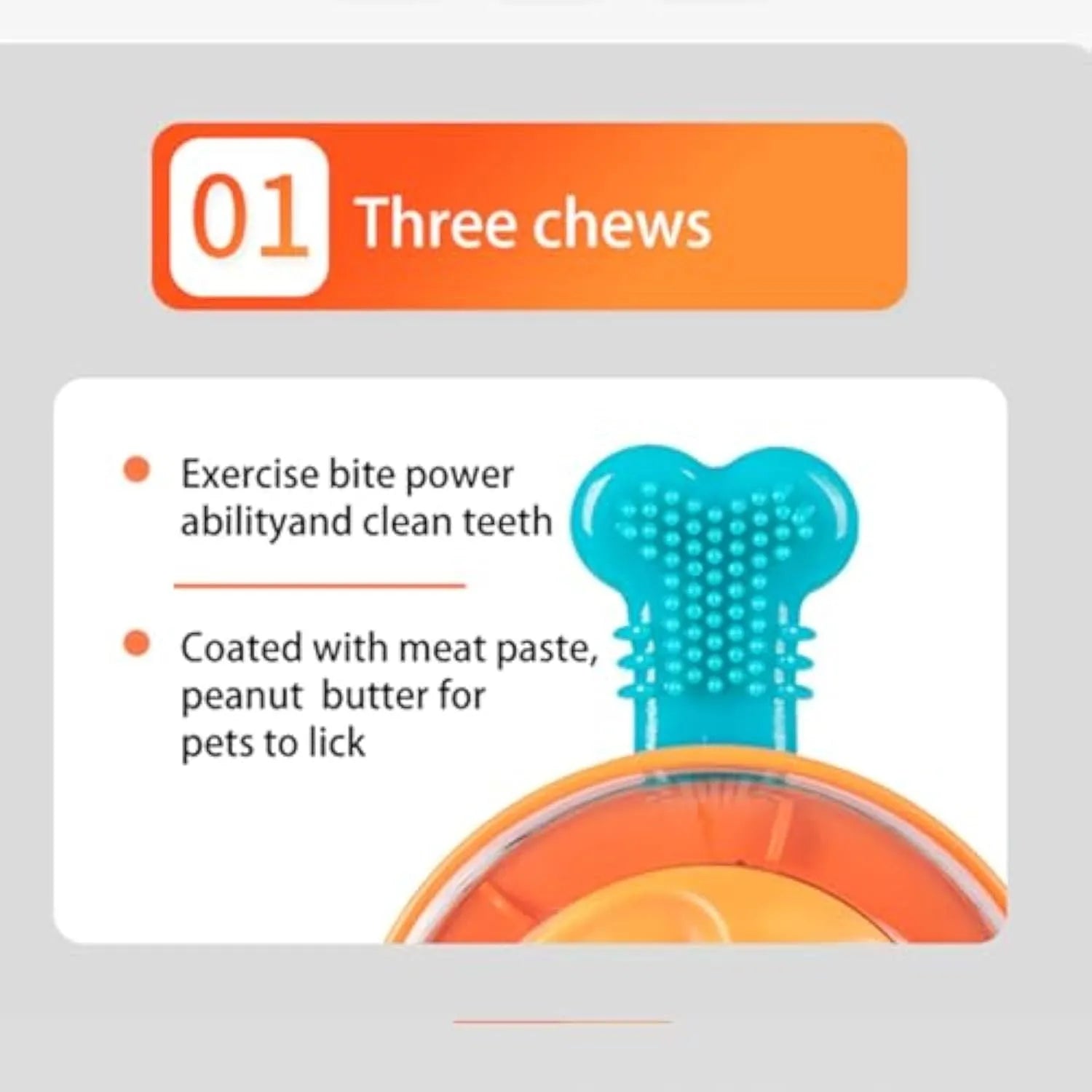 Four blue hollow rubber dog chew toys arranged together, showing size for small medium puppies