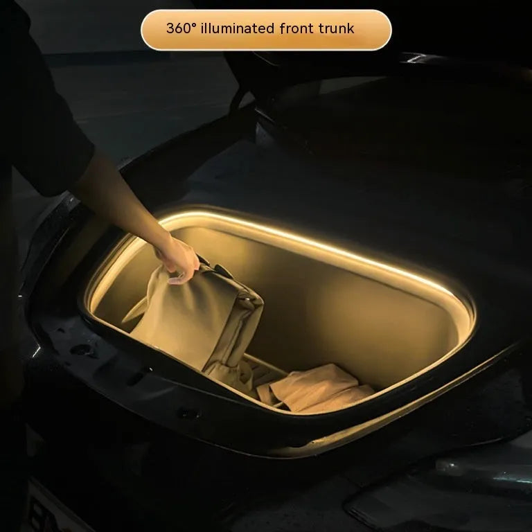 Tesla Model 3 and Y front centre console ambient lighting kit in soft silicone with three colour options.
