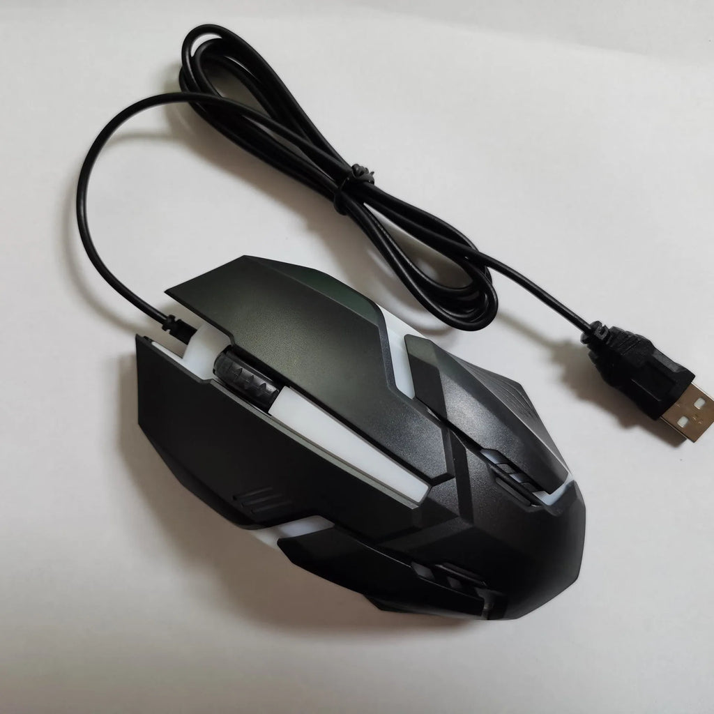 Wired luminous e-sports office computer mouse with USB interface and 1.35 metre cable, black colour