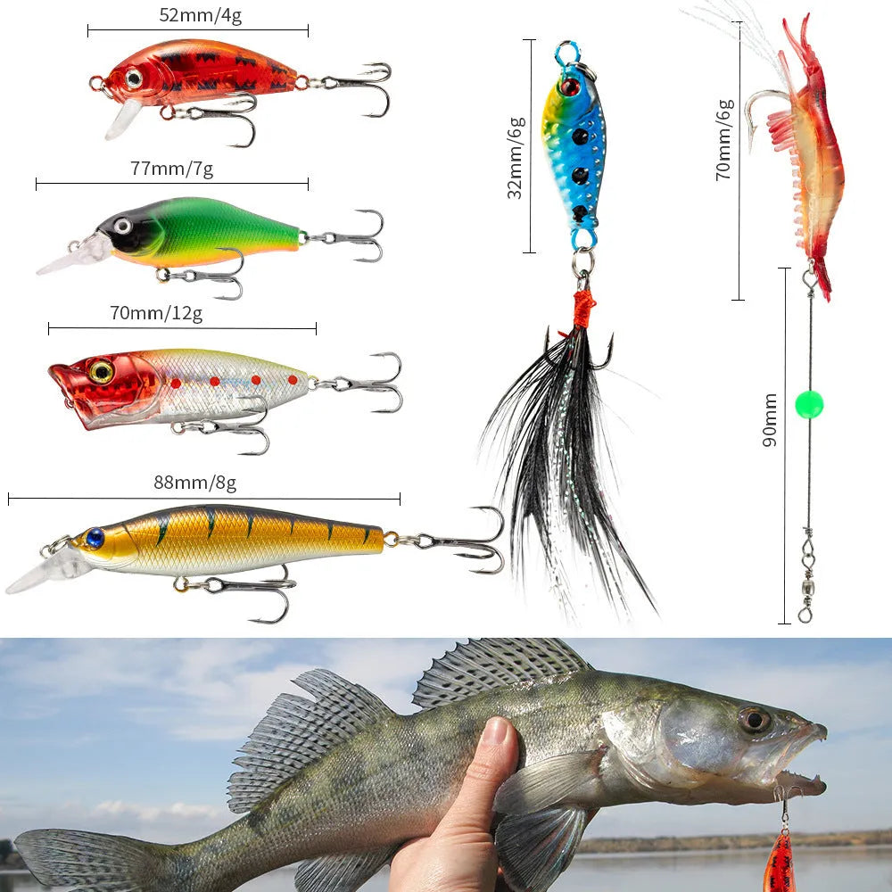 Closed blind box for Christmas Mino Bog 24-piece metal fishing lure set with festive graphics