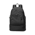 Women's casual travel backpack in solid colour with contrast stitching and adjustable curved shoulder straps