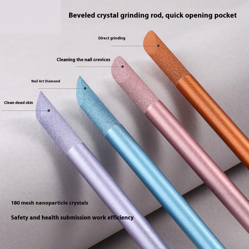 Crystal glass nail buffer tool with frotton engraving in multiple colour options