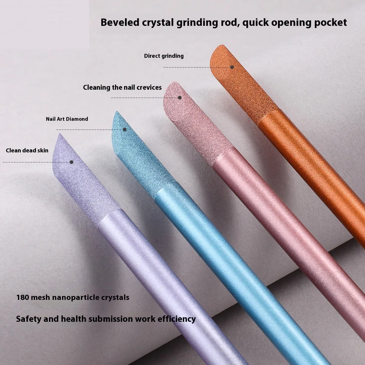 Crystal glass nail buffer tool with frotton engraving in multiple colour options