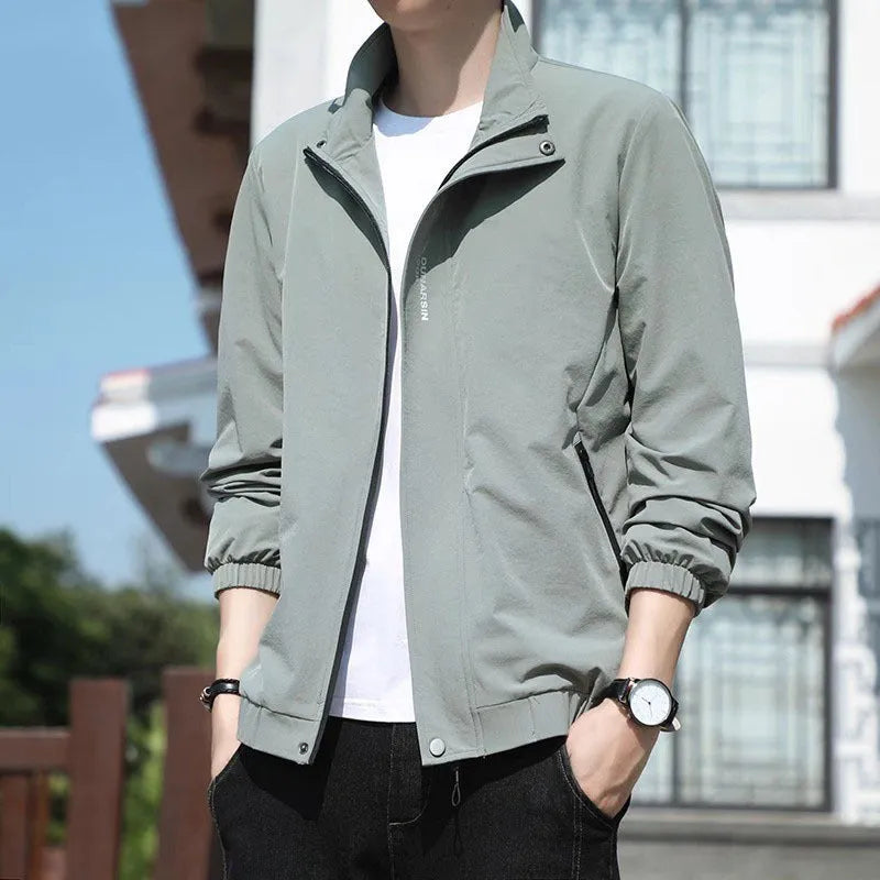 Men's stand collar long sleeve casual sports coat in various colours