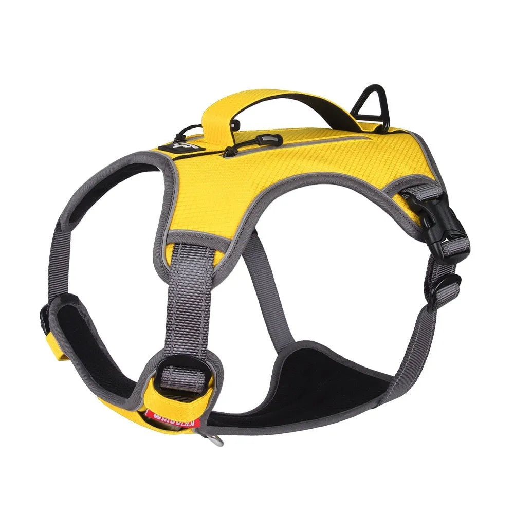 Reflective breathable explosion-proof Oxford cloth dog harness in orange on white background