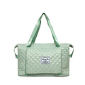 Foldable Oxford cloth travel duffle bag in solid colour with rhombus sewing design and shoulder strap