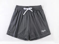 Men's double-layer mesh shorts in sports purple, showing the breathable fabric and casual fit.