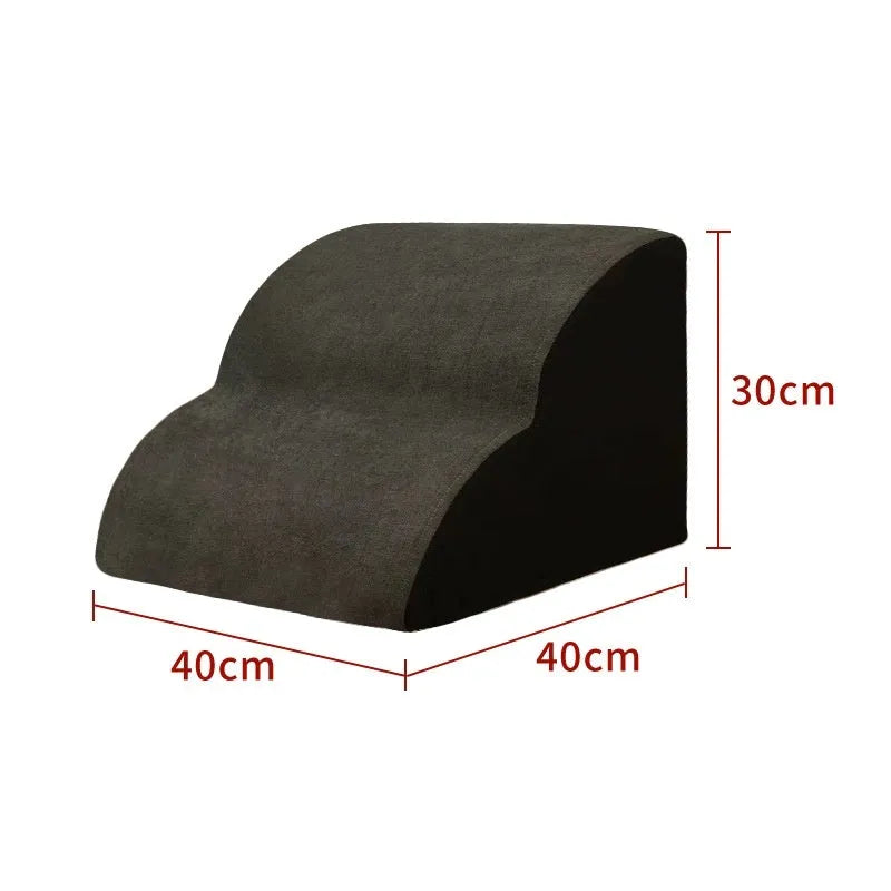 Wooden dog stairs with removable fabric cover in brown colour