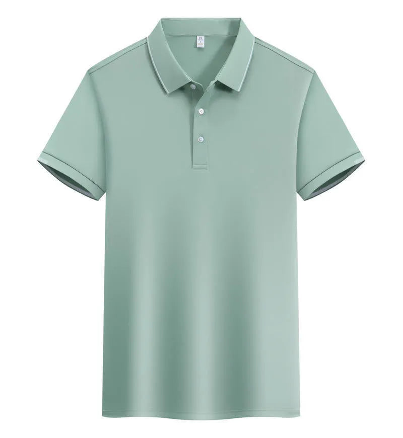 Men's loose fit cotton blend polo shirt with a two-tone collar detail in a selection of colours.
