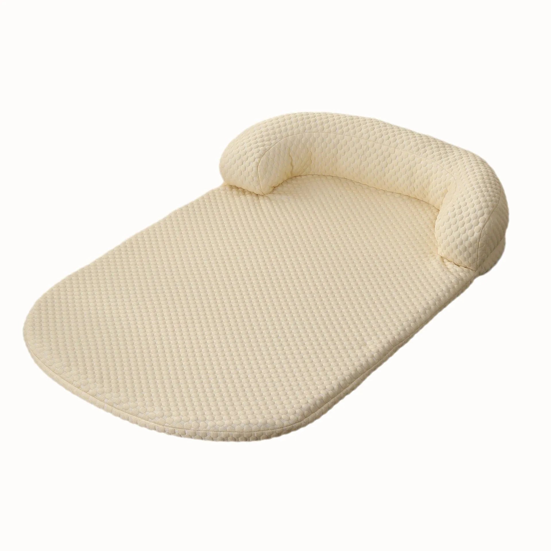Summer pet cooling mat in blue with breathable cloth surface and ice peas filling for dog cooling relief