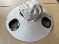 Men's solar powered cooling fan cap with wide brim sun shade in grey colour