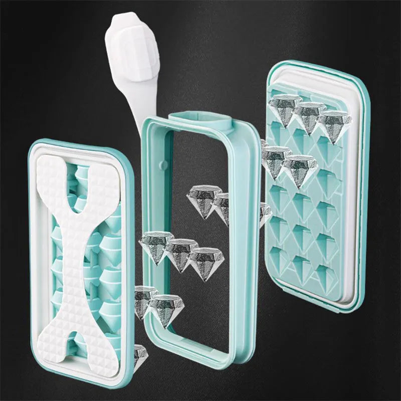 Light grey 2-in-1 silicone ice ball mould and water bottle with lid, showing portable design.