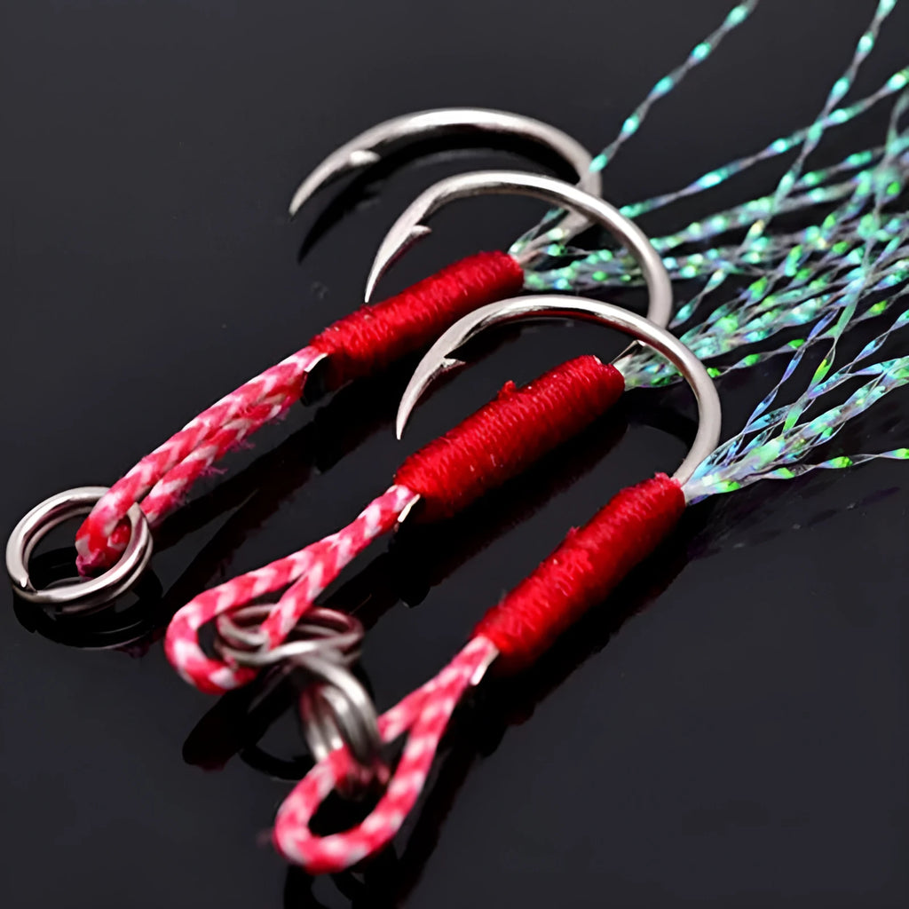 Bright wire iron plate single fishing hook for sea fishing, showing size options.