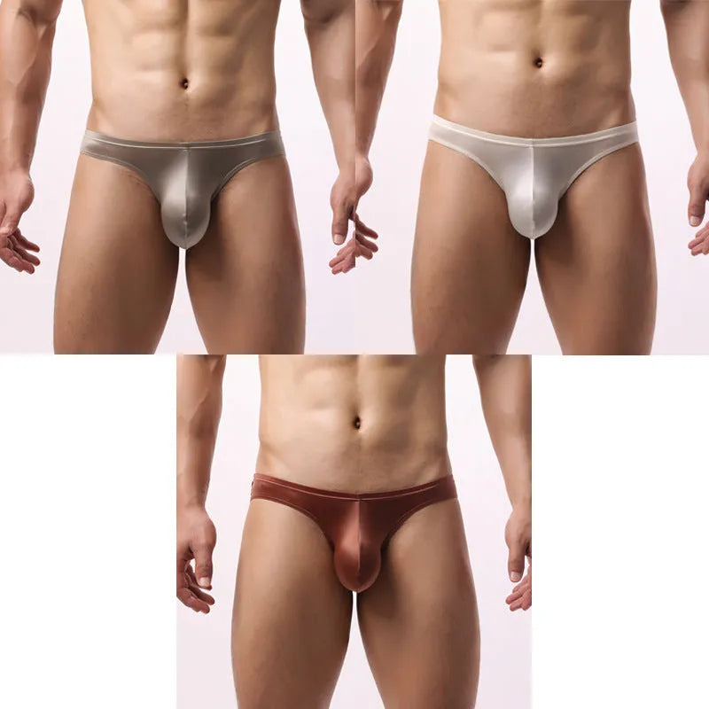 Crispy satin triangle Ice Silk men's underwear boxer shorts in silver bamboo gray, knitted Nylon fabric