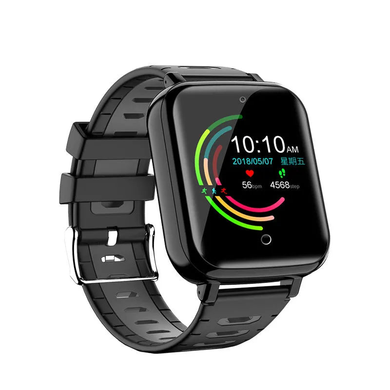 GPS smart watch with video camera and payment functions in blue, green, red, or silver