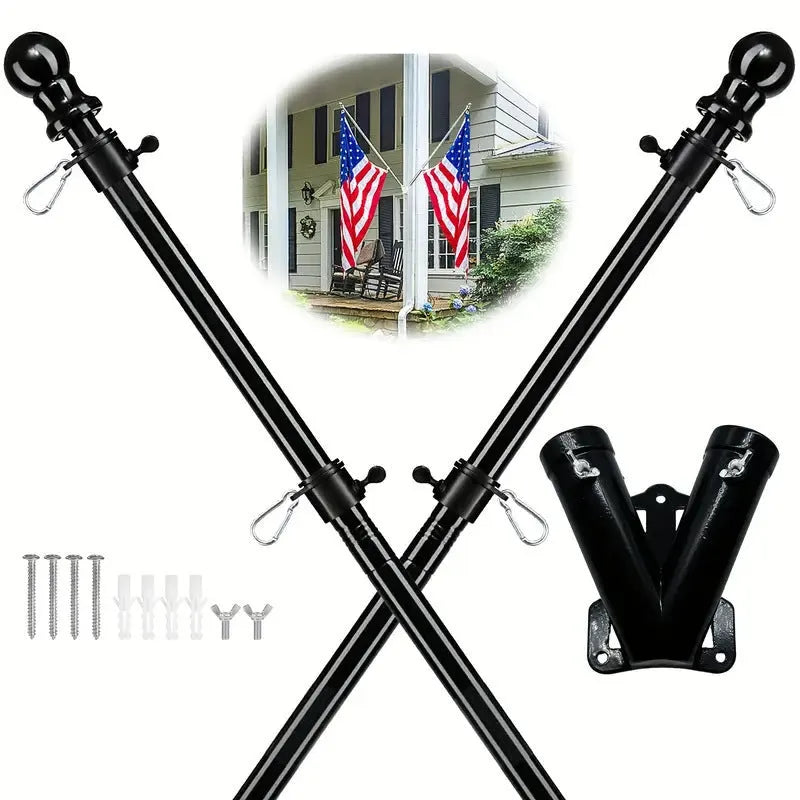 Wall-mounted outdoor 6ft five-section stainless steel flagpole in silver finish