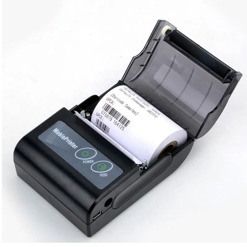 Blue plastic portable Bluetooth thermal printer for convenience store receipt printing