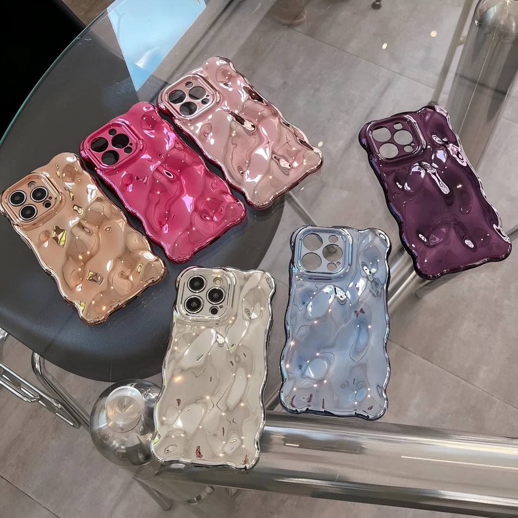 Bubble shell electroplated TPU phone case for iPhone 11 to 14 Pro Max in silver finish