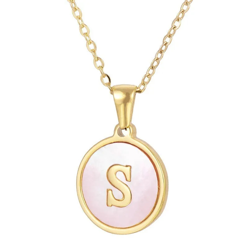 Gold electroplated stainless steel 304 letter necklace for women, A to Z initial pendant with matching gold chain