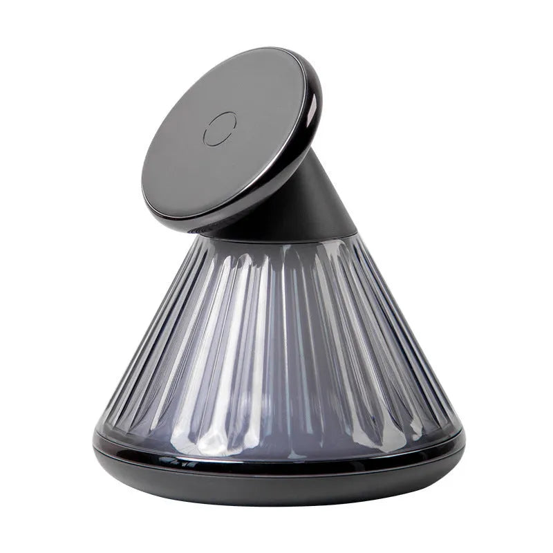 Wireless charging bedside lamp with magnetic charging seat in champagne gold or gun metal colours