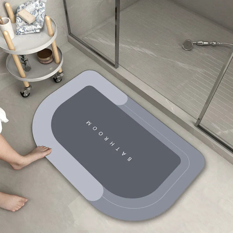 Modern diatom mud floor mat with natural rubber base in blue colour option