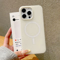 Double-layer magnetic phone case with frosted finish in beige for Apple iPhone 15