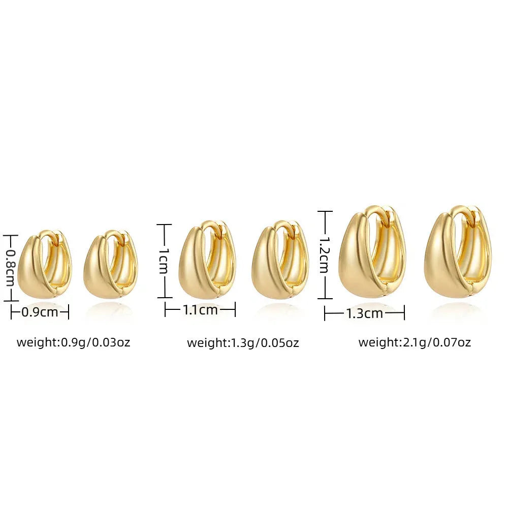 Drop-shaped copper earrings set of 3 pairs gold and silver electroplated fashion OL style