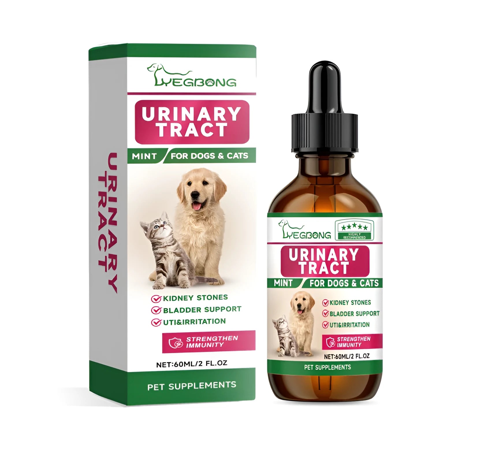 Pet supplements oral spray 60ml bottle with mint extract for cats and dogs dental care