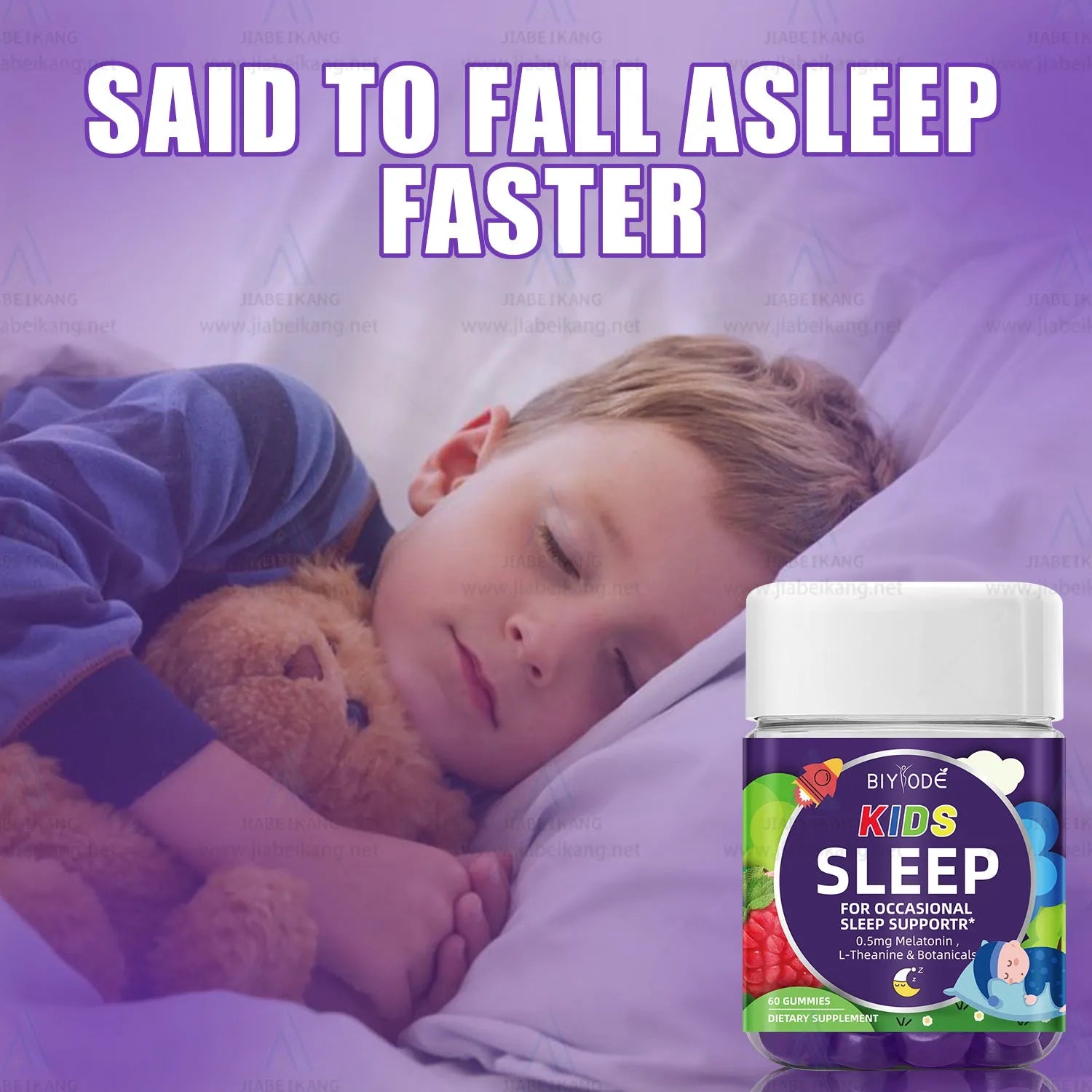 Children melatonin sleep support gummies in a bottle, 60 gummies, with melatonin and L-Theanine